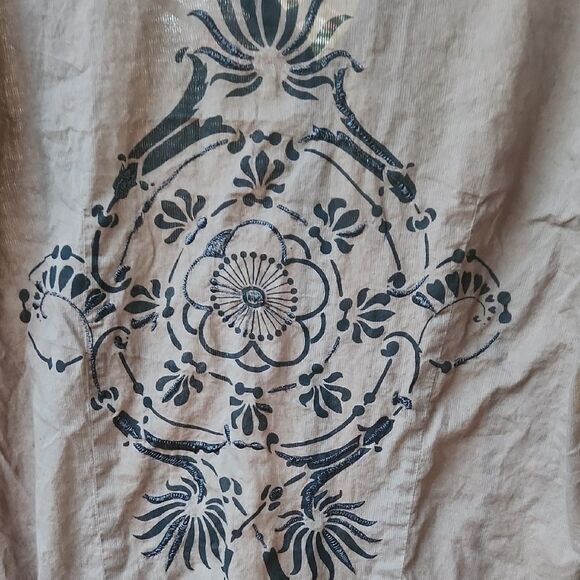 Brown Ruffled Button-Up Shirt Womens XL By Calvin Klein Jeans - Picture 5 of 10